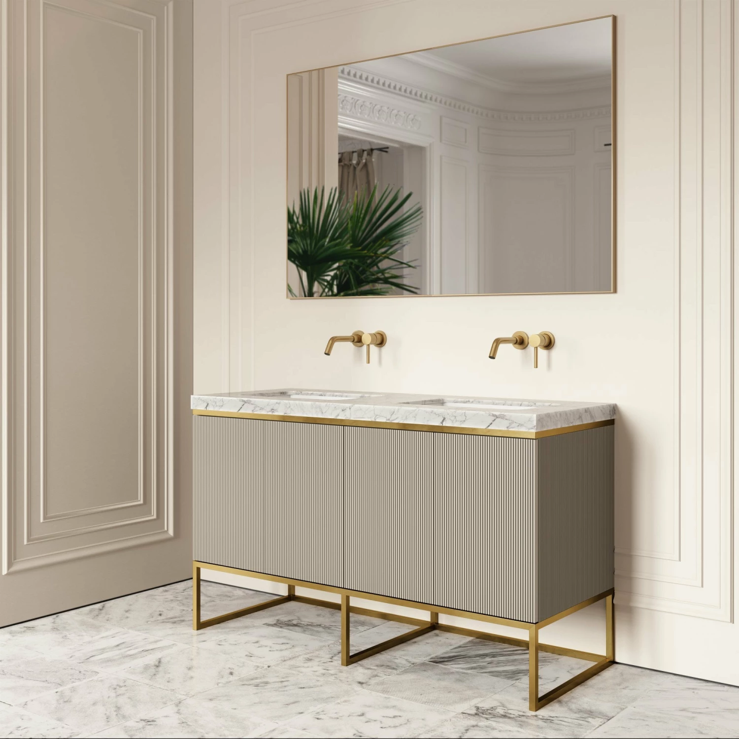Couture Floorstanding Vanity Unit (Matte Velvet Beige 1400mm) 7 Couture Floorstanding Vanity Unit (Matte Velvet Beige 1400mm) - Image 5