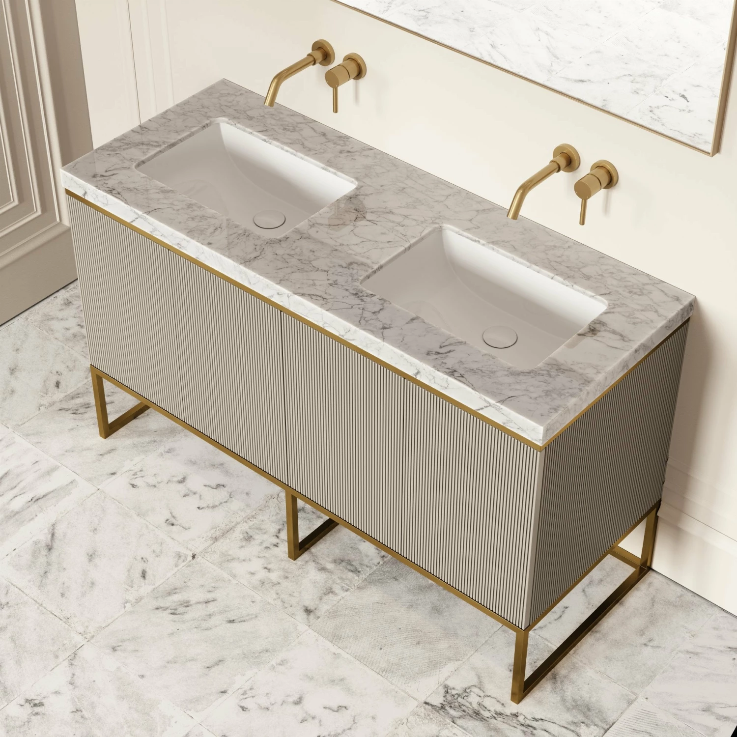 Couture Floorstanding Vanity Unit (Matte Velvet Beige 1400mm) 4 Couture Floorstanding Vanity Unit (Matte Velvet Beige 1400mm) - Image 2