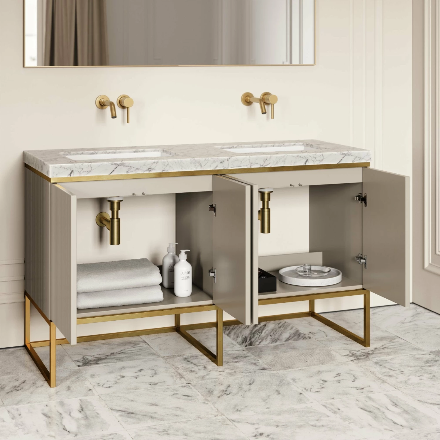 Couture Floorstanding Vanity Unit (Matte Velvet Beige 1400mm) 5 Couture Floorstanding Vanity Unit (Matte Velvet Beige 1400mm) - Image 3