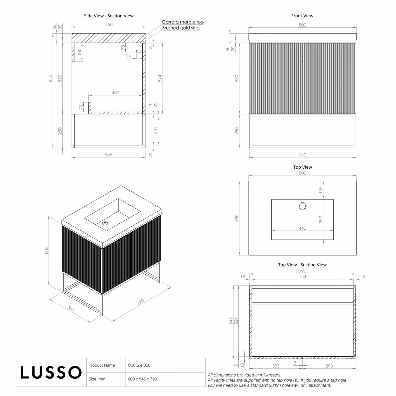 Couture Floorstanding Vanity Unit (Matte Velvet Beige 800mm) 8 Couture Floorstanding Vanity Unit (Matte Velvet Beige 800mm) - Image 6