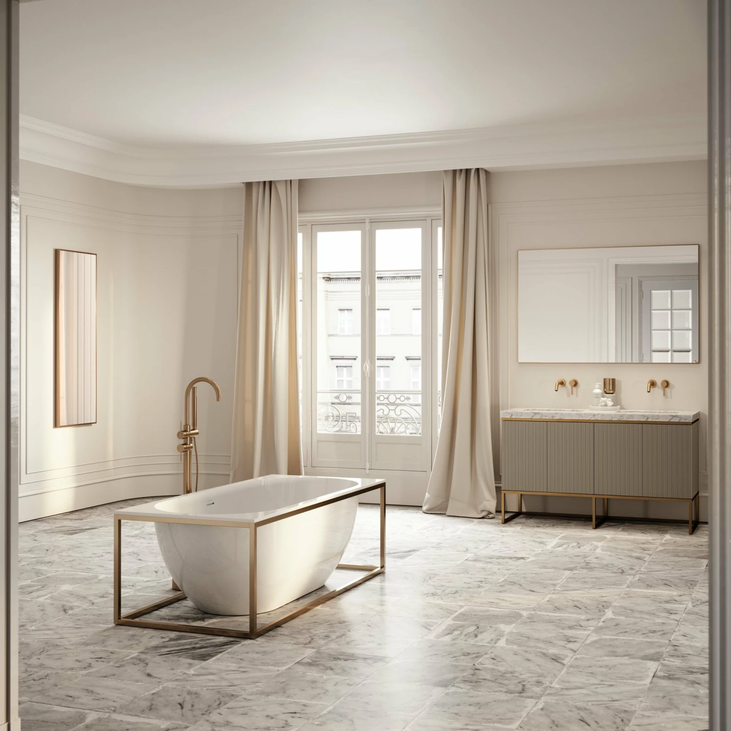 Couture Large Brushed Gold Mirror 1400mm 5 Couture Large Brushed Gold Mirror 1400mm - Image 3