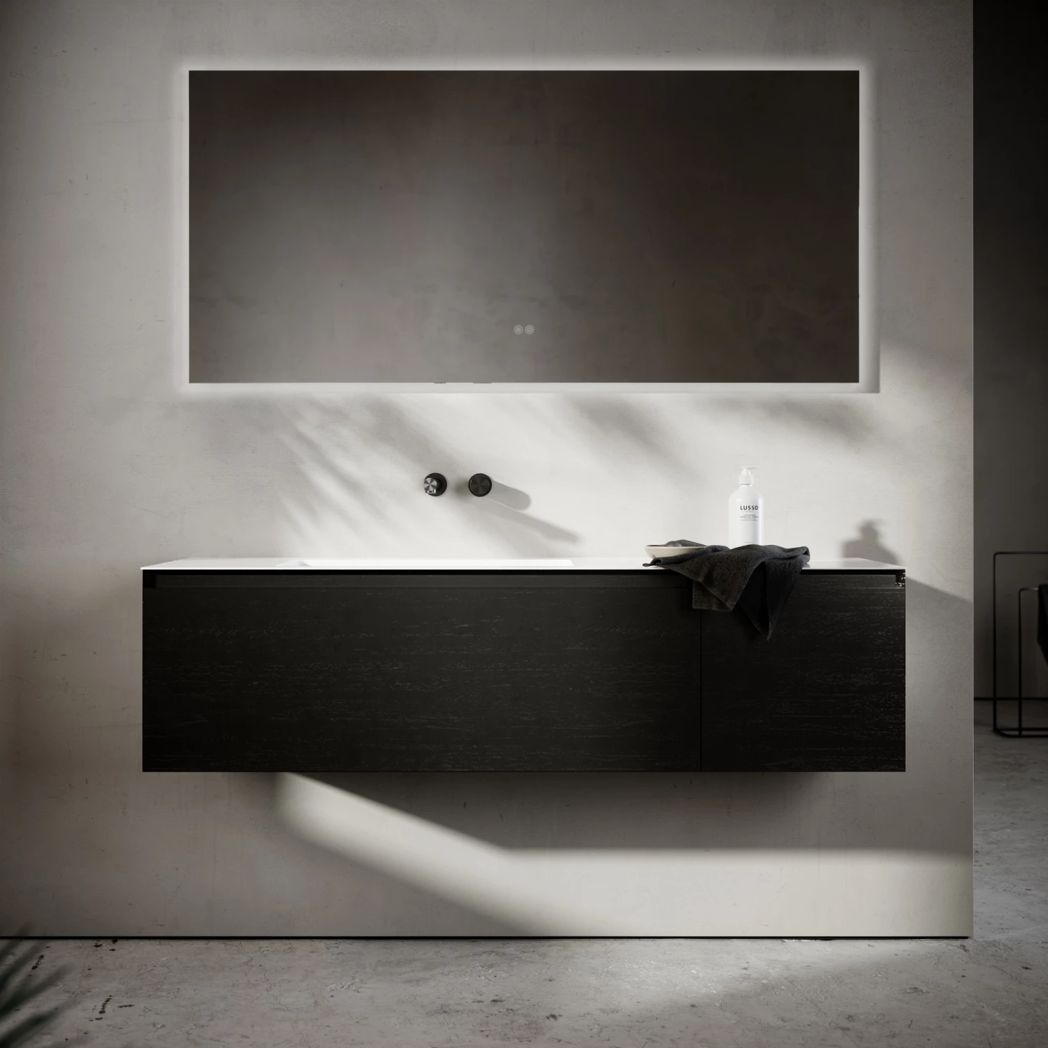 Cubik Black Wood Grain Vanity Unit 1500mm 3 Cubik Black Wood Grain Vanity Unit 1500mm