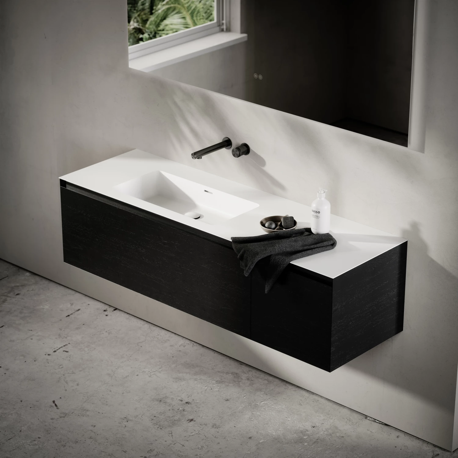 Cubik Black Wood Grain Vanity Unit 1500mm 5 Cubik Black Wood Grain Vanity Unit 1500mm - Image 3