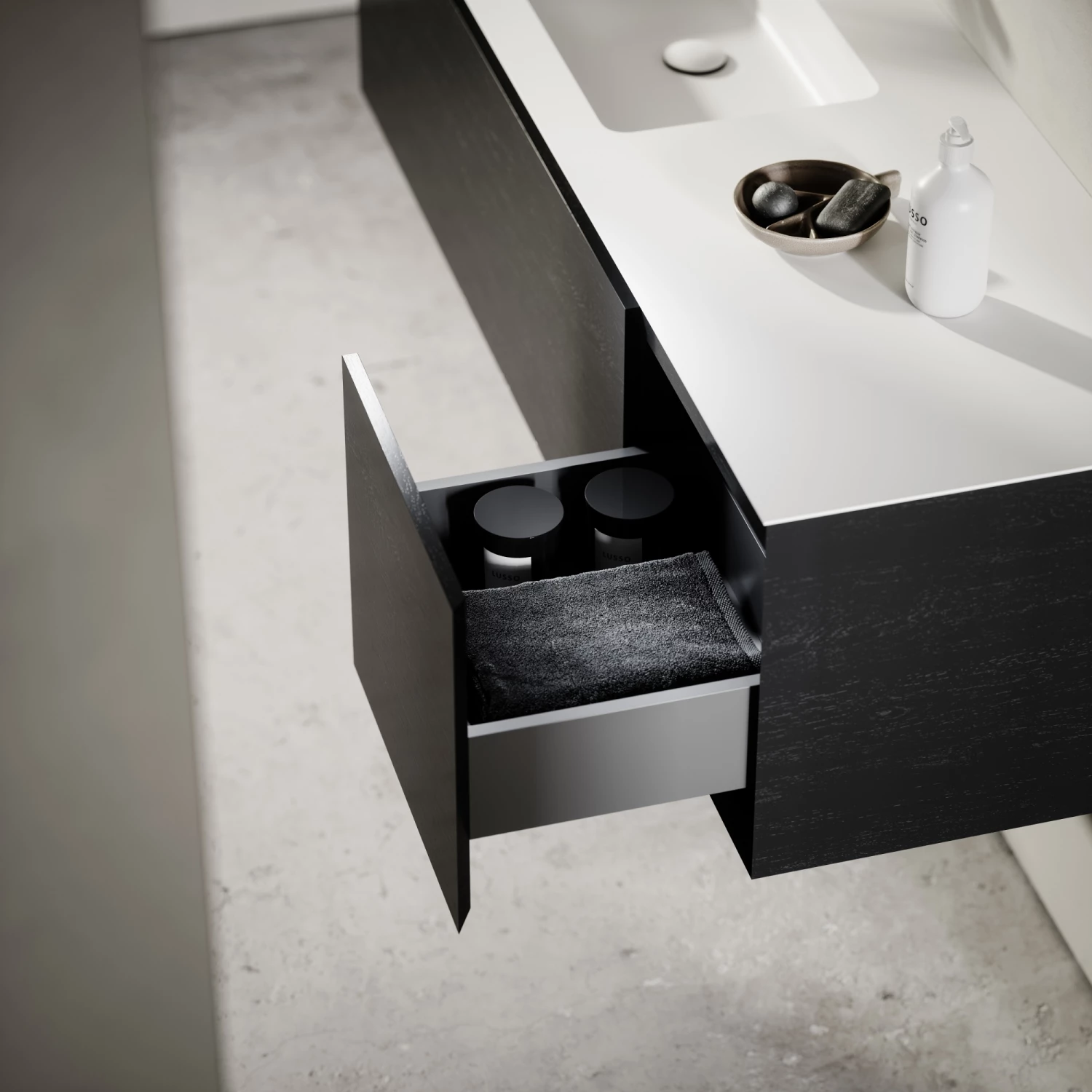 Cubik Black Wood Grain Vanity Unit 1500mm 8 Cubik Black Wood Grain Vanity Unit 1500mm - Image 6