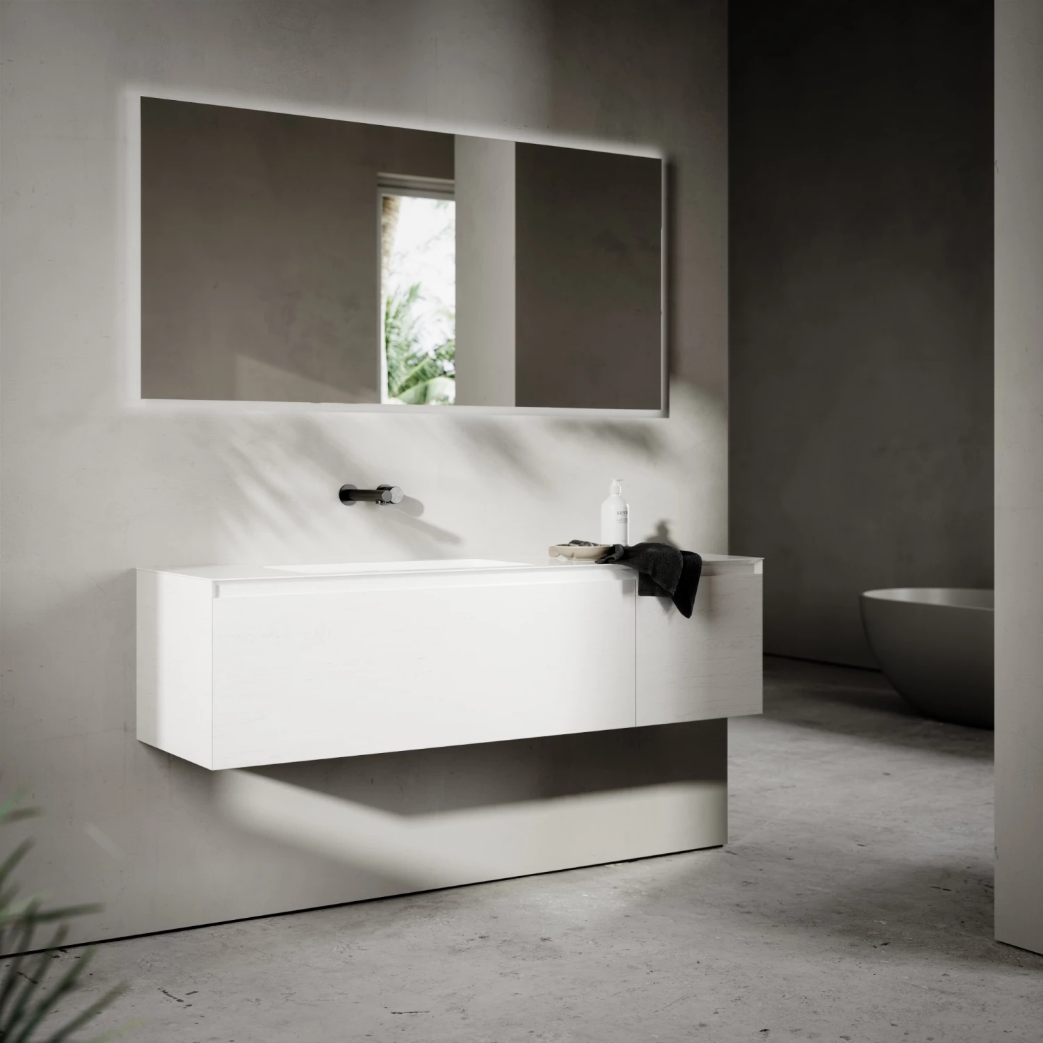 Cubik White Wood Grain Vanity Unit 1500mm 5 Cubik White Wood Grain Vanity Unit 1500mm - Image 3