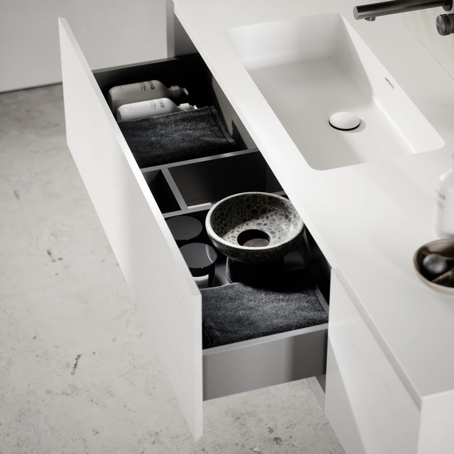 Cubik White Wood Grain Vanity Unit 1500mm 7 Cubik White Wood Grain Vanity Unit 1500mm - Image 5