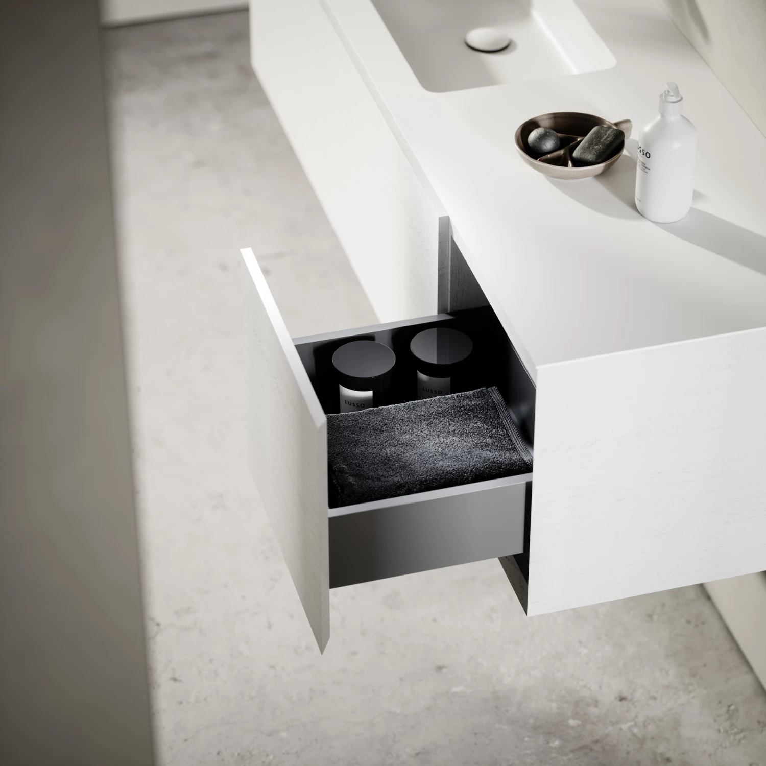 Cubik White Wood Grain Vanity Unit 1500mm 8 Cubik White Wood Grain Vanity Unit 1500mm - Image 6