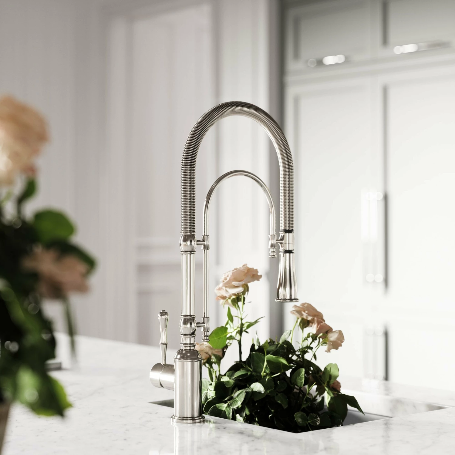 Deco Claridge Polished Nickel Traditional Pull Out Kitchen Mixer Tap 4 Deco Claridge Polished Nickel Traditional Pull Out Kitchen Mixer Tap - Image 2