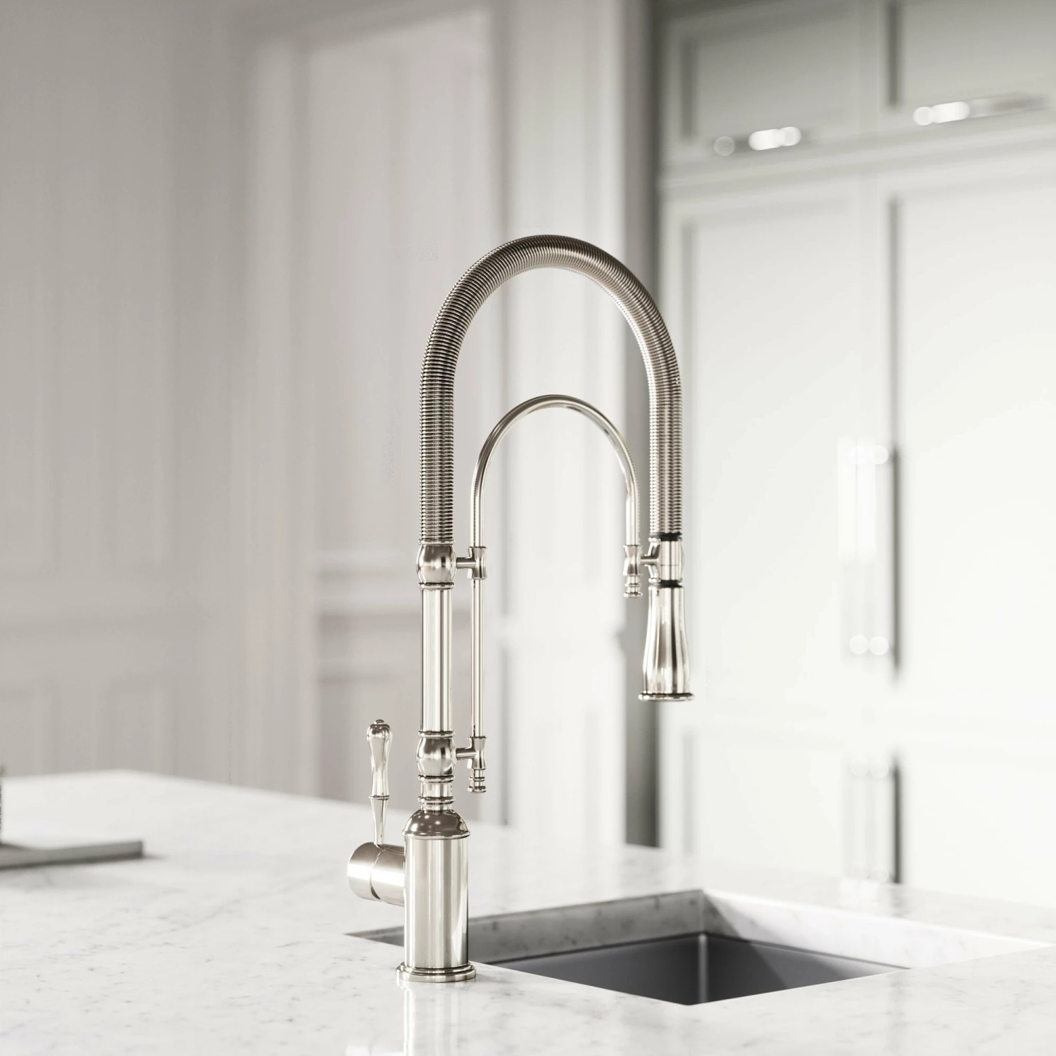 Deco Claridge Polished Nickel Traditional Pull Out Kitchen Mixer Tap 5 Deco Claridge Polished Nickel Traditional Pull Out Kitchen Mixer Tap - Image 3