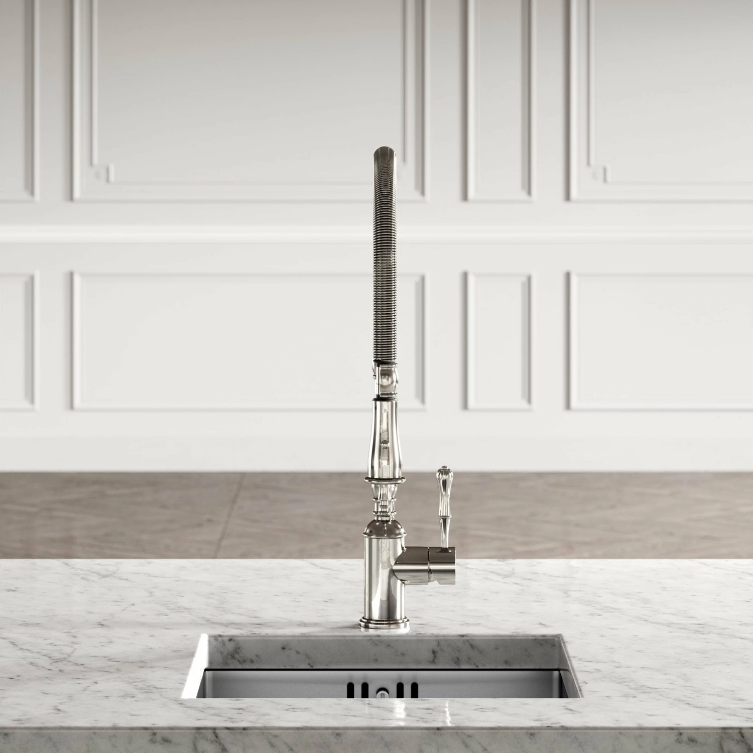 Deco Claridge Polished Nickel Traditional Pull Out Kitchen Mixer Tap 6 Deco Claridge Polished Nickel Traditional Pull Out Kitchen Mixer Tap - Image 4