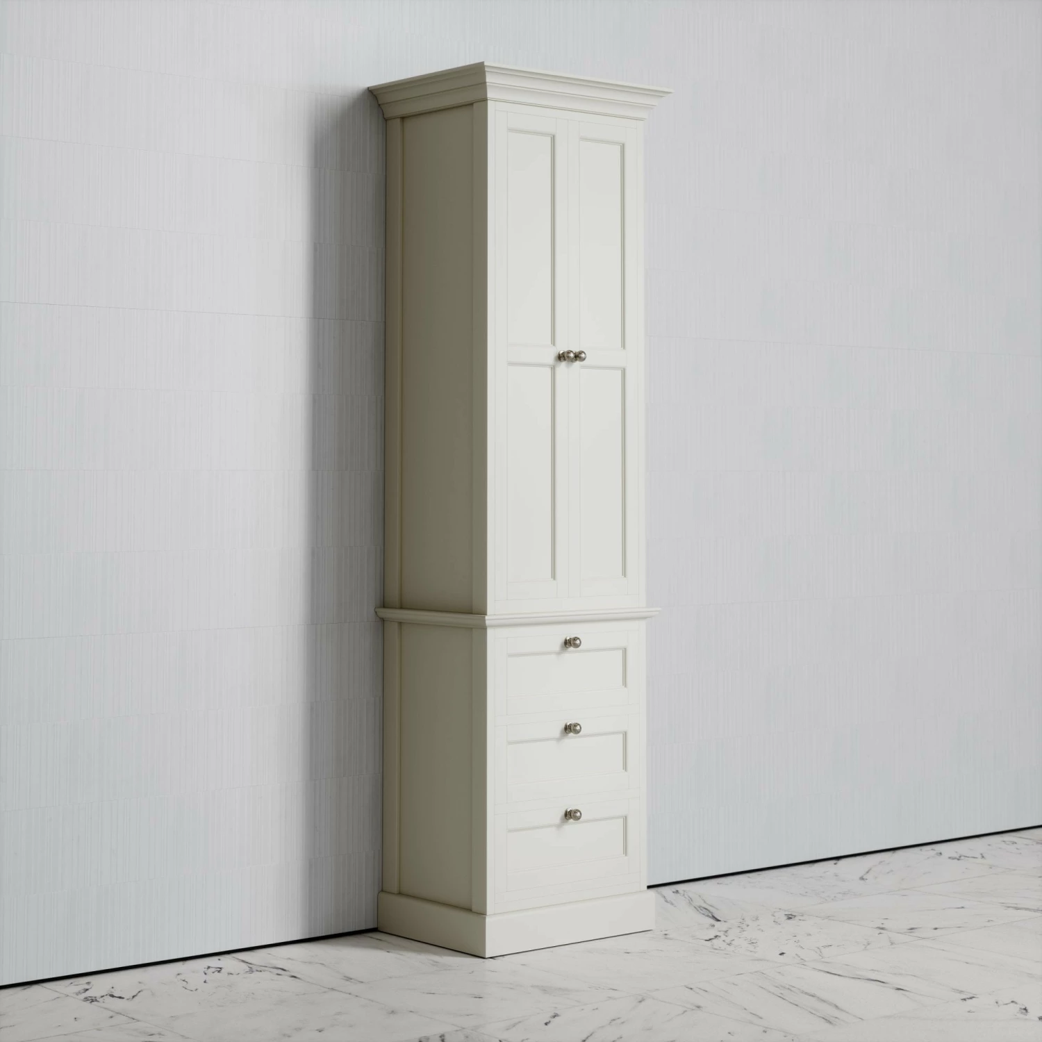 Deco Harland Velvet Matte Cream Floorstanding Storage Cabinet 7 Deco Harland Velvet Matte Cream Floorstanding Storage Cabinet - Image 5