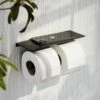 Deka Matte Black Double Toilet Roll Holder With Shelf