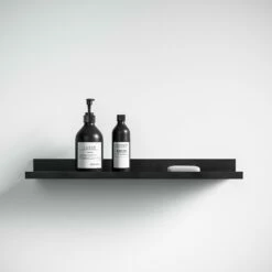 Designo Matte Black Floating Bathroom Shelf 600mm