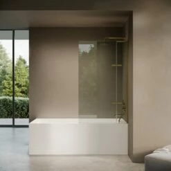 Doccia Brushed Gold Frameless Folding Bath Shower Screen 900mm -LUSSO STONE Sales doccia brushed gold frameless folding bath shower screen 900mm p6899 45491 zoom