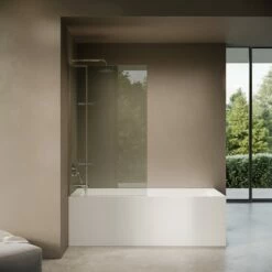 Doccia Chrome Frameless Folding Bath Shower Screen 900mm