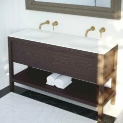 Dorchester Double Vanity Unit With Stone Basin (Grey Oak 1500mm) -LUSSO STONE Sales dorchester double vanity unit with stone basin grey oak 1500mm p1901 31807 image