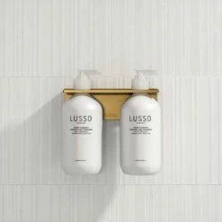 Double Soap Dispenser Wall Bracket Brushed Gold