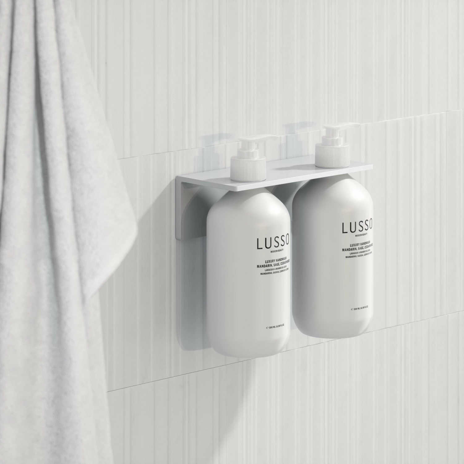 Double Soap Dispenser Wall Bracket Matte White 4 Double Soap Dispenser Wall Bracket Matte White - Image 2