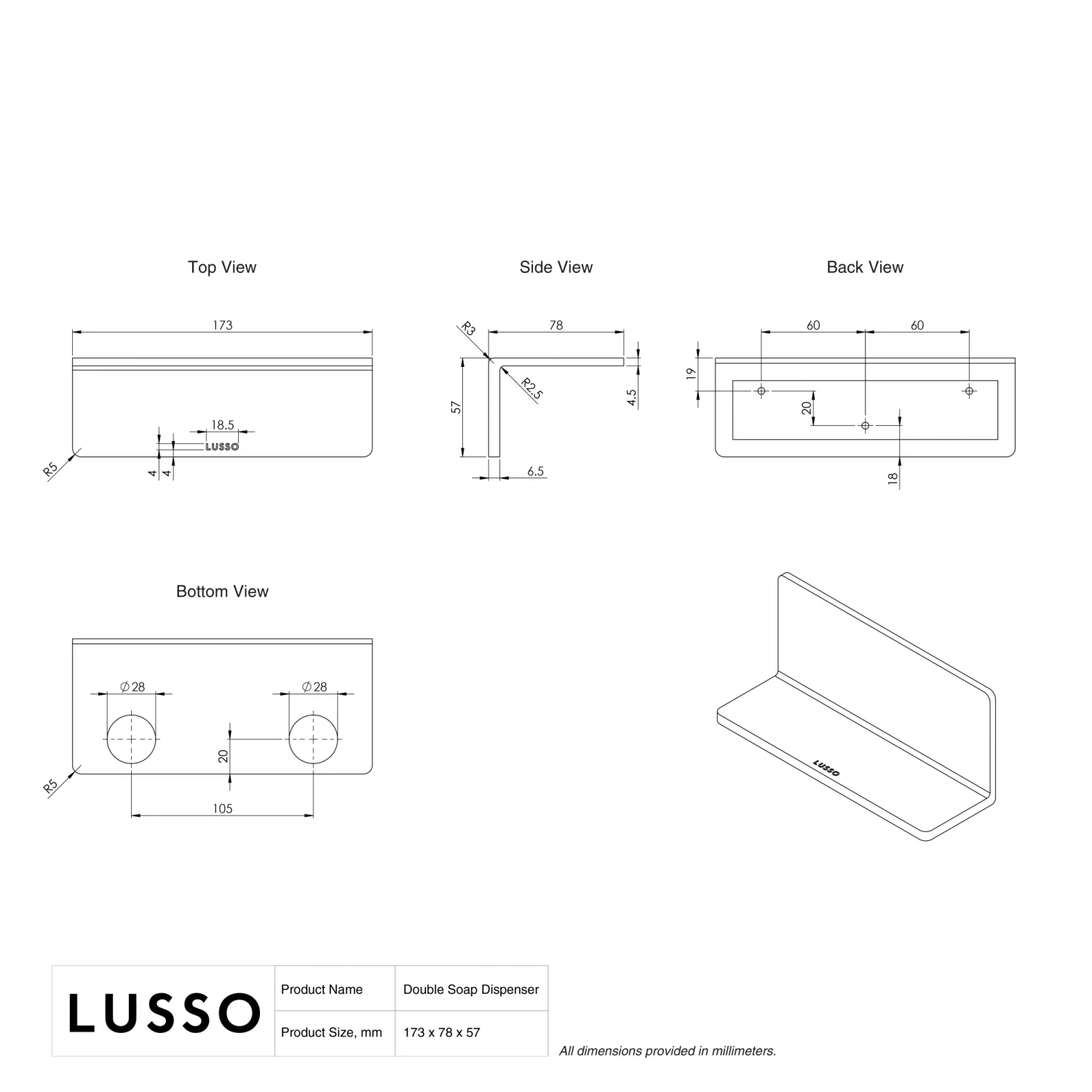 Double Soap Dispenser Wall Bracket Matte White 6 Double Soap Dispenser Wall Bracket Matte White - Image 4