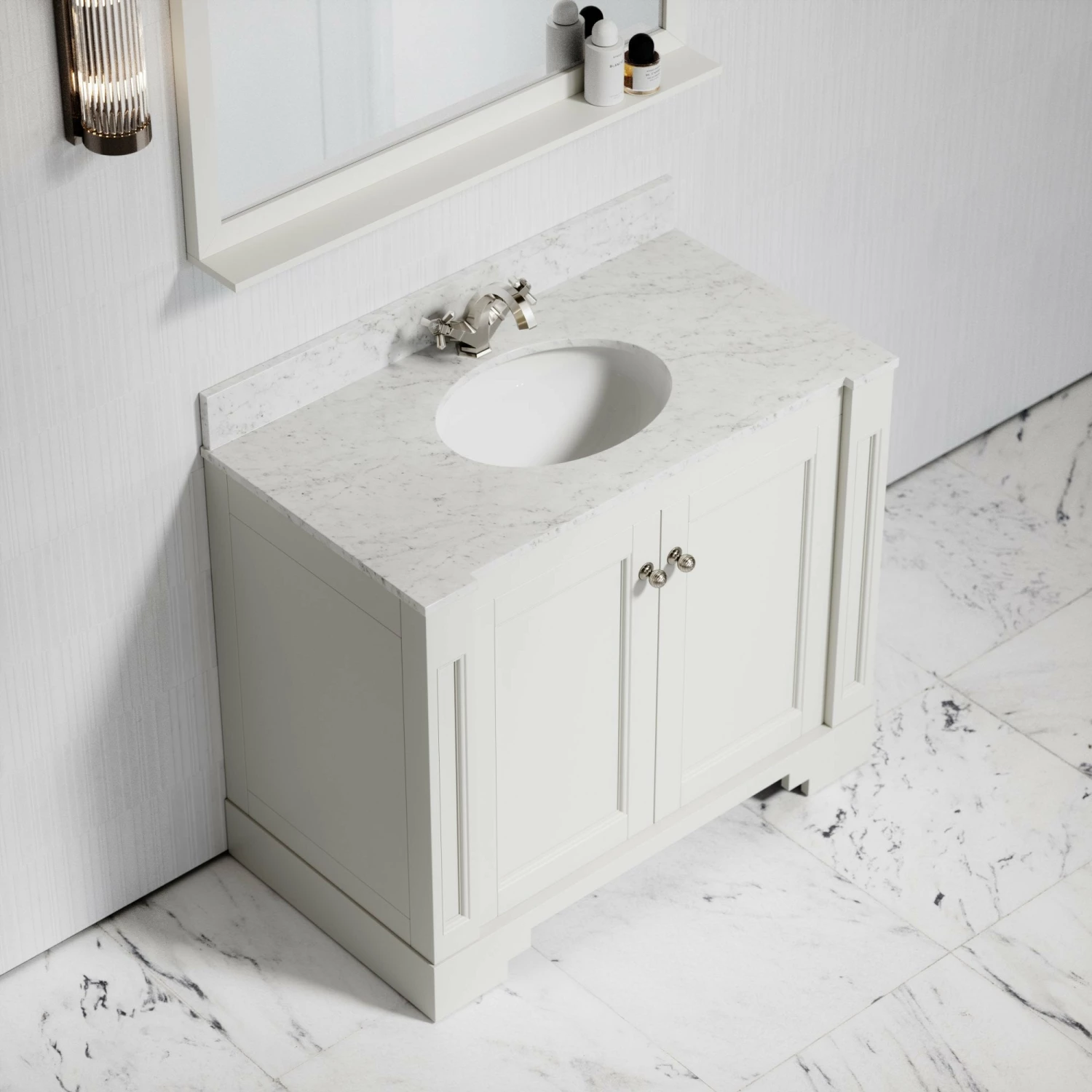 Eaton Carrara Marble Floorstanding Vanity Unit (Matte Cream) 1000mm 5 Eaton Carrara Marble Floorstanding Vanity Unit (Matte Cream) 1000mm - Image 3
