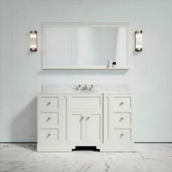 Eaton Carrara Marble Floorstanding Vanity Unit (Matte Cream) 1400mm