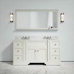 Eaton Carrara Marble Floorstanding Vanity Unit (Matte Cream) 1600mm