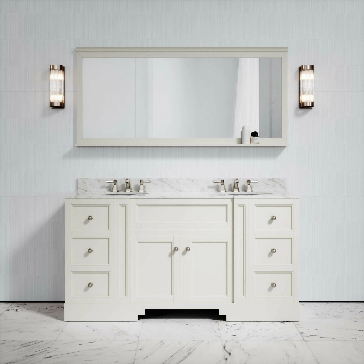 Eaton Carrara Marble Floorstanding Vanity Unit (Matte Cream) 1600mm 3 Eaton Carrara Marble Floorstanding Vanity Unit (Matte Cream) 1600mm
