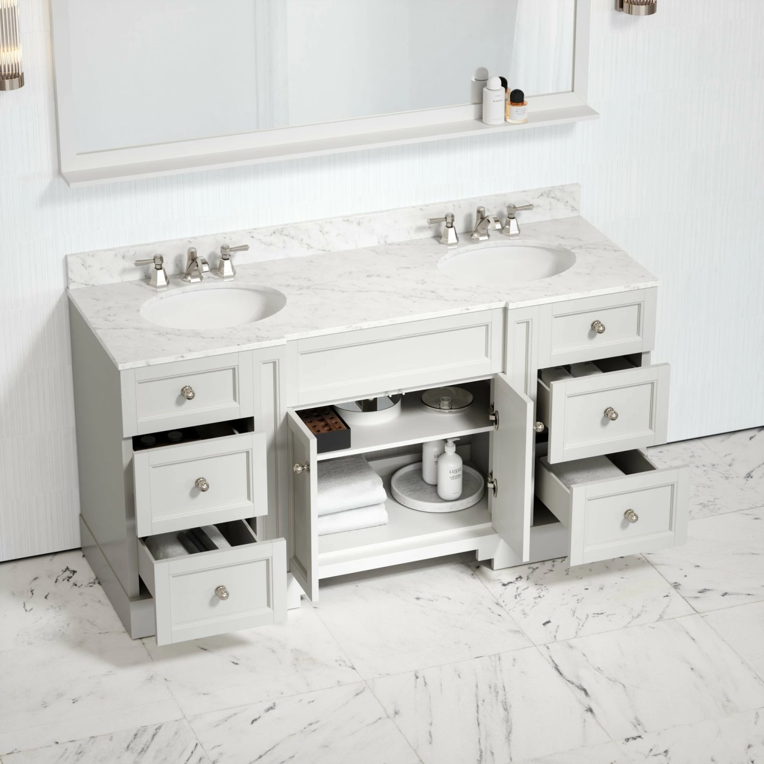 Eaton Carrara Marble Floorstanding Vanity Unit (Matte Cream) 1600mm 4 Eaton Carrara Marble Floorstanding Vanity Unit (Matte Cream) 1600mm - Image 2