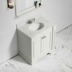 Eaton Carrara Marble Floorstanding Vanity Unit (Matte Cream) 800mm -LUSSO STONE Sales eaton carrara marble floorstanding vanity unit matte cream 800mm p3765 18577 zoom