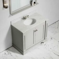 Eaton Carrara Marble Floorstanding Vanity Unit (Matte Stone) 1000mm -LUSSO STONE Sales eaton carrara marble floorstanding vanity unit matte stone 1000mm p3773 18773 zoom