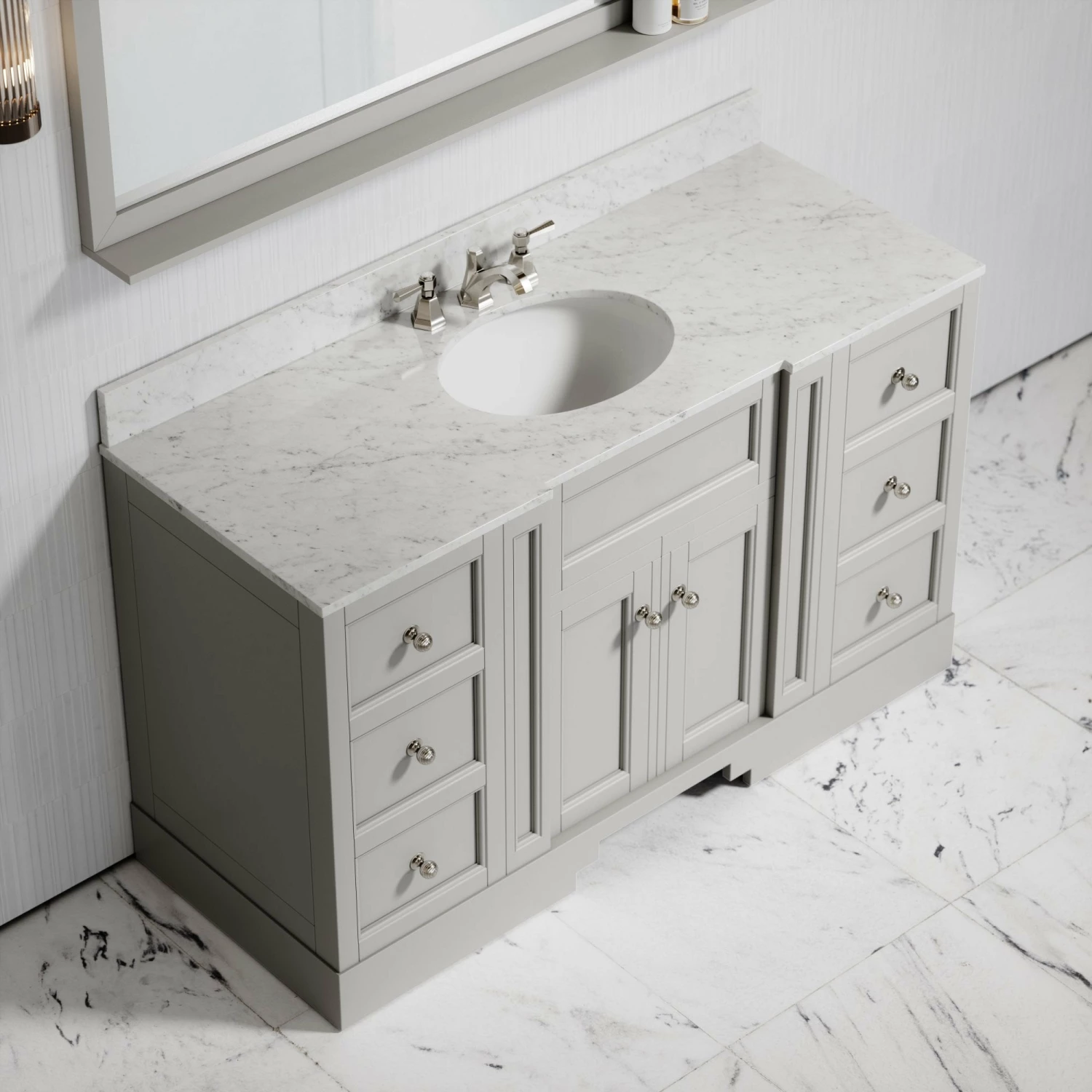 Eaton Carrara Marble Floorstanding Vanity Unit (Matte Stone) 1400mm 5 Eaton Carrara Marble Floorstanding Vanity Unit (Matte Stone) 1400mm - Image 3