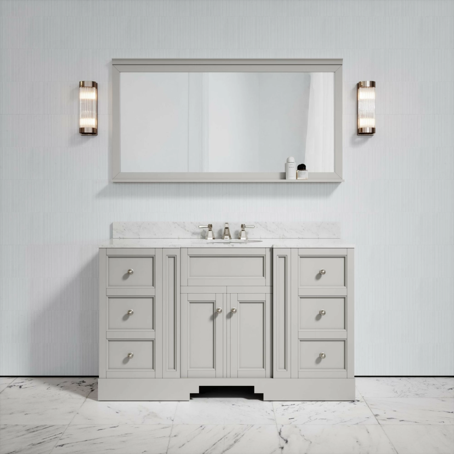 Eaton Carrara Marble Floorstanding Vanity Unit (Matte Stone) 1400mm 3 Eaton Carrara Marble Floorstanding Vanity Unit (Matte Stone) 1400mm