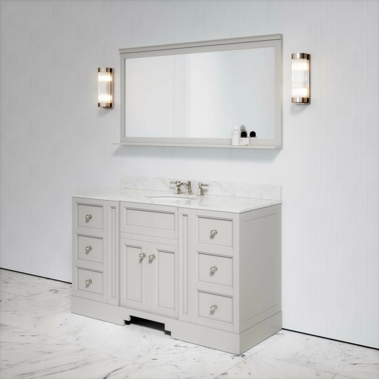Eaton Carrara Marble Floorstanding Vanity Unit (Matte Stone) 1400mm 6 Eaton Carrara Marble Floorstanding Vanity Unit (Matte Stone) 1400mm - Image 4