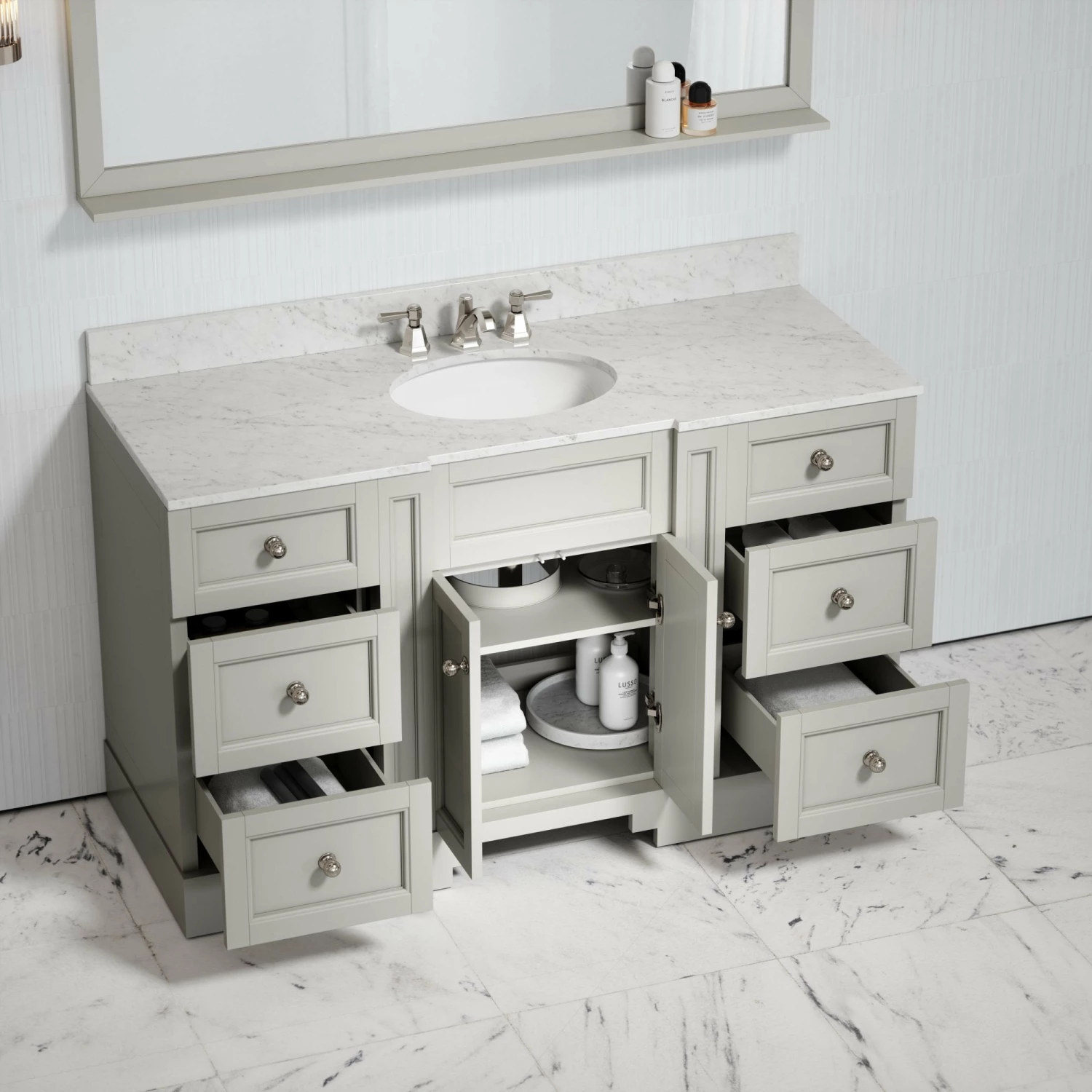 Eaton Carrara Marble Floorstanding Vanity Unit (Matte Stone) 1400mm 4 Eaton Carrara Marble Floorstanding Vanity Unit (Matte Stone) 1400mm - Image 2