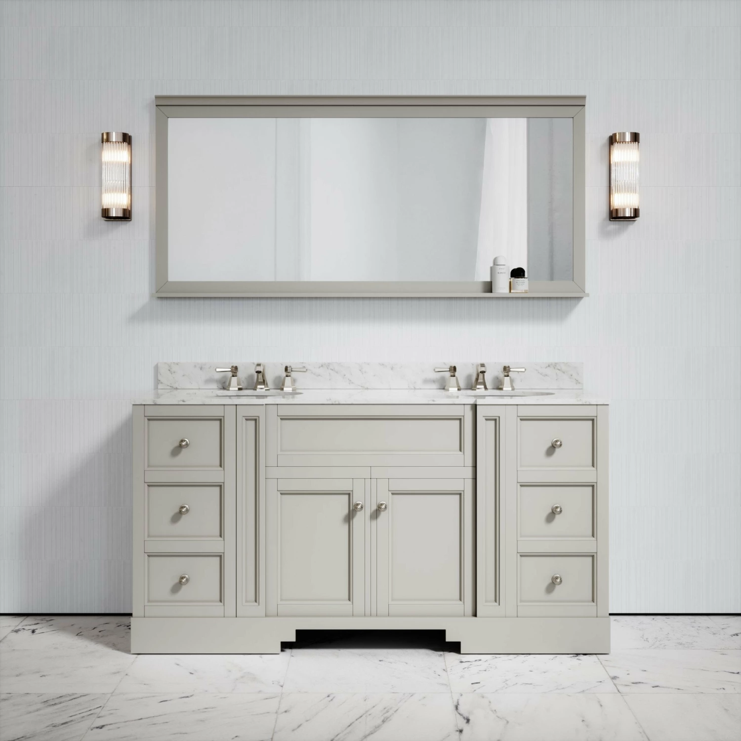 Eaton Carrara Marble Floorstanding Vanity Unit (Matte Stone) 1600mm 3 Eaton Carrara Marble Floorstanding Vanity Unit (Matte Stone) 1600mm