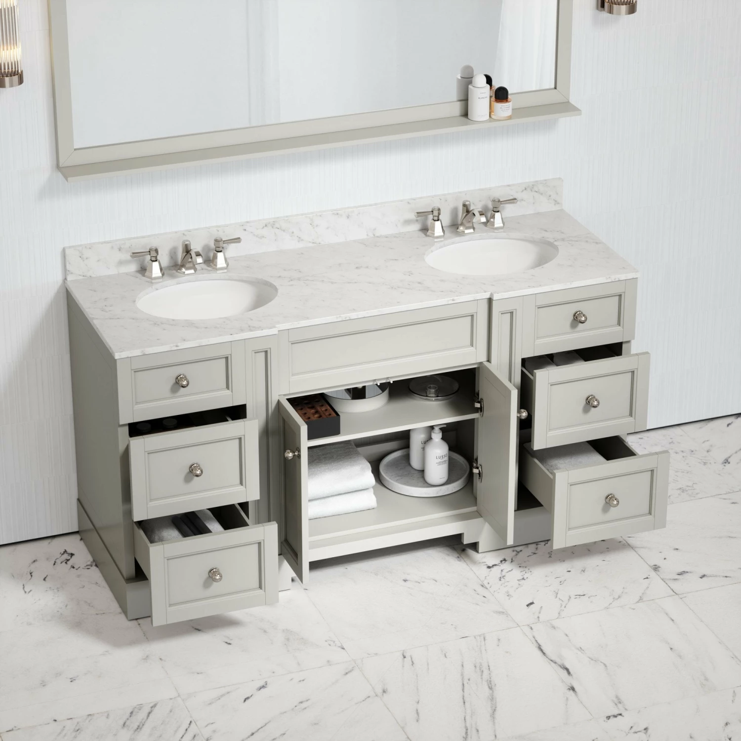 Eaton Carrara Marble Floorstanding Vanity Unit (Matte Stone) 1600mm 4 Eaton Carrara Marble Floorstanding Vanity Unit (Matte Stone) 1600mm - Image 2