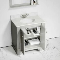 Eaton Carrara Marble Floorstanding Vanity Unit (Matte Stone) 800mm -LUSSO STONE Sales eaton carrara marble floorstanding vanity unit matte stone 800mm p3767 24142 zoom