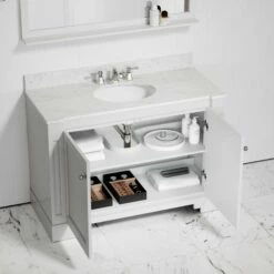 Eaton Carrara Marble Floorstanding Vanity Unit (Matte White) 1200mm -LUSSO STONE Sales eaton carrara marble floorstanding vanity unit matte white 1200mm p3762 24635 zoom