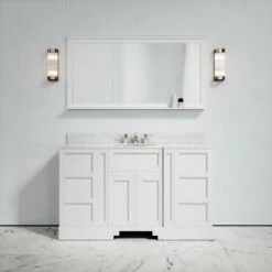Eaton Carrara Marble Floorstanding Vanity Unit (Matte White) 1400mm -LUSSO STONE Sales eaton carrara marble floorstanding vanity unit matte white 1400mm p3763 22674 zoom