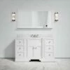 Eaton Carrara Marble Floorstanding Vanity Unit (Matte White) 1400mm