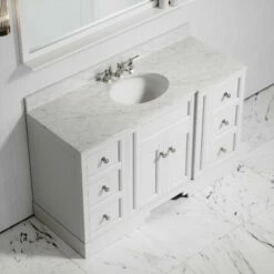 Eaton Carrara Marble Floorstanding Vanity Unit (Matte White) 1400mm -LUSSO STONE Sales eaton carrara marble floorstanding vanity unit matte white 1400mm p3763 22677 zoom