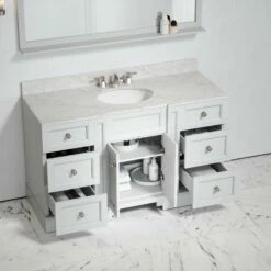 Eaton Carrara Marble Floorstanding Vanity Unit (Matte White) 1400mm -LUSSO STONE Sales eaton carrara marble floorstanding vanity unit matte white 1400mm p3763 24658 zoom