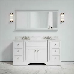 Eaton Carrara Marble Floorstanding Vanity Unit (Matte White) 1600mm