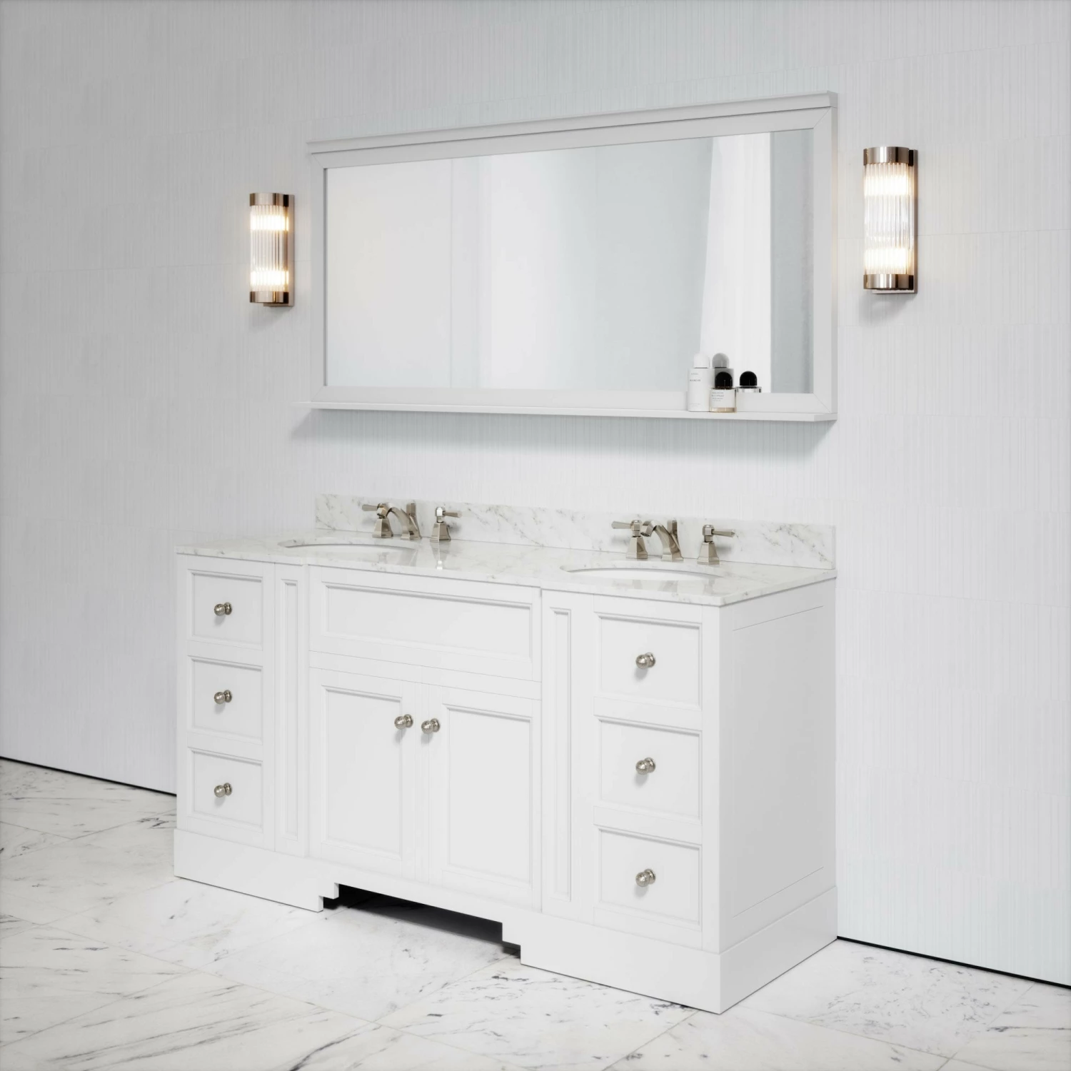Eaton Carrara Marble Floorstanding Vanity Unit (Matte White) 1600mm 6 Eaton Carrara Marble Floorstanding Vanity Unit (Matte White) 1600mm - Image 4