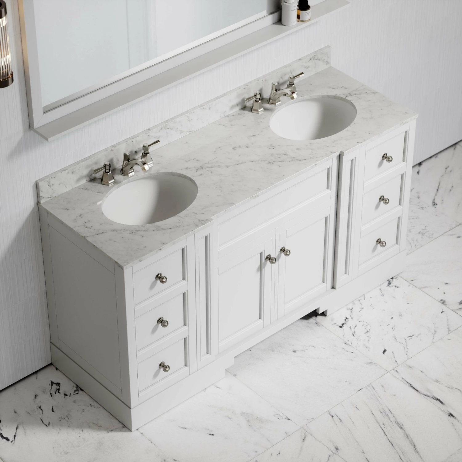 Eaton Carrara Marble Floorstanding Vanity Unit (Matte White) 1600mm 5 Eaton Carrara Marble Floorstanding Vanity Unit (Matte White) 1600mm - Image 3
