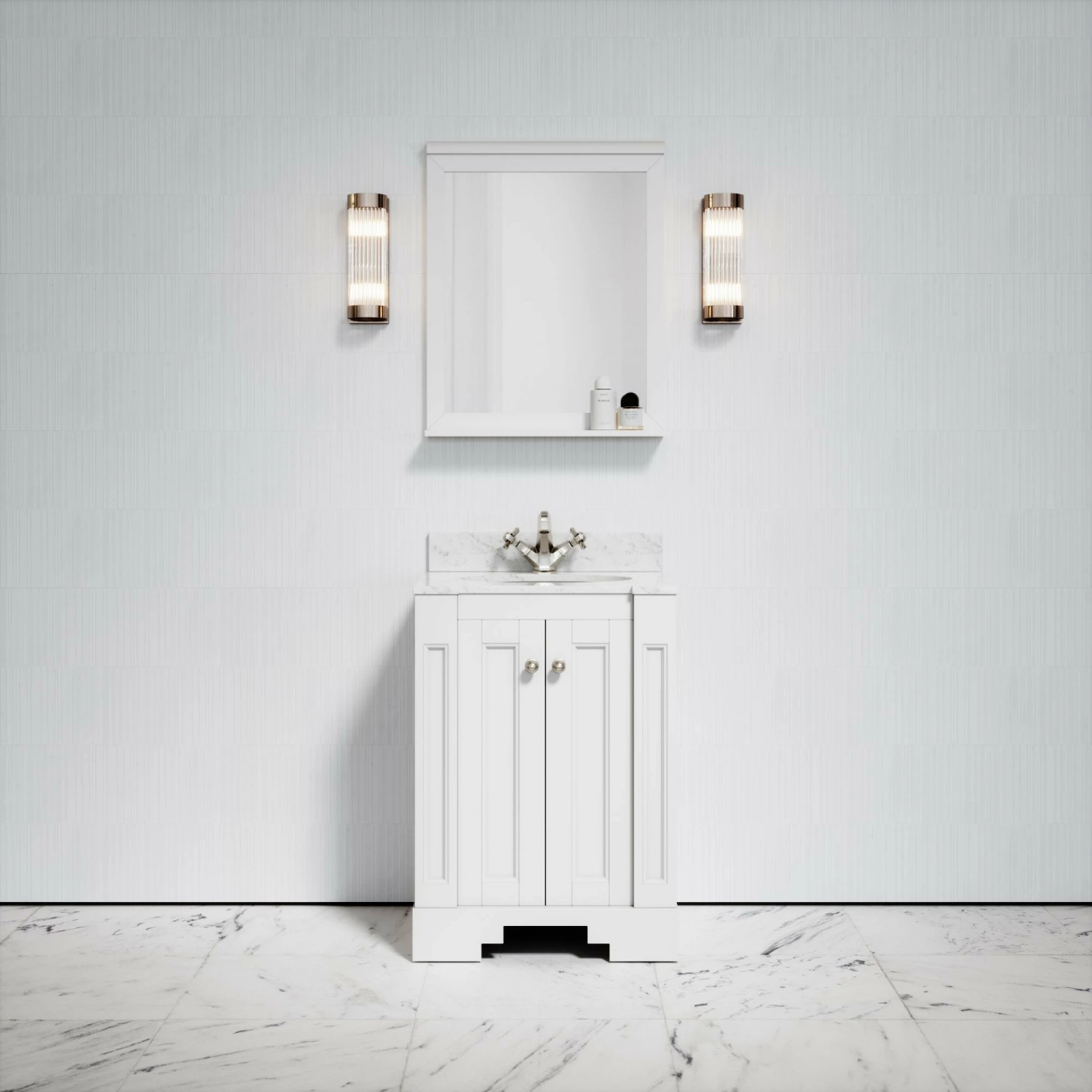 Eaton Carrara Marble Floorstanding Vanity Unit (Matte White) 600mm 3 Eaton Carrara Marble Floorstanding Vanity Unit (Matte White) 600mm