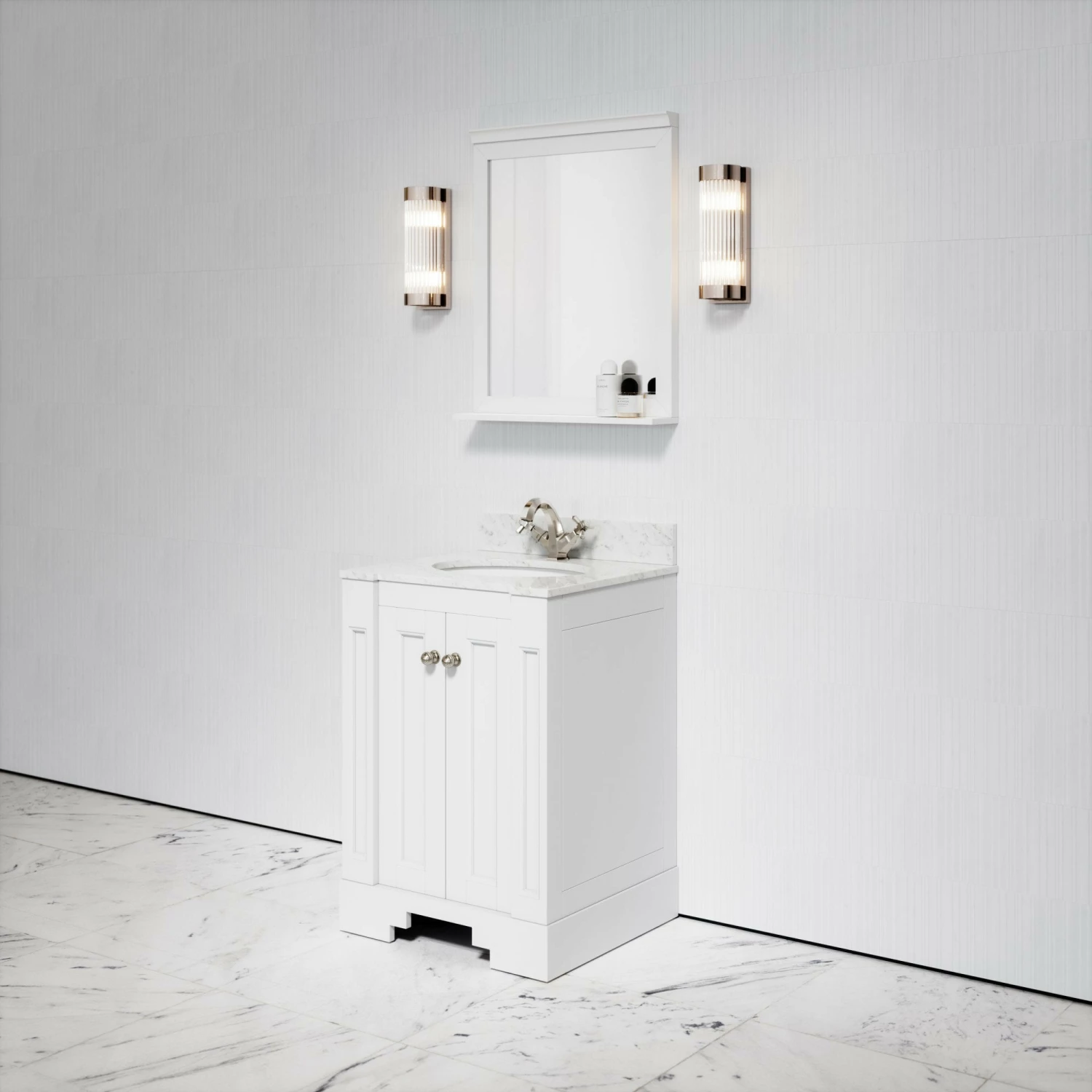 Eaton Carrara Marble Floorstanding Vanity Unit (Matte White) 600mm 6 Eaton Carrara Marble Floorstanding Vanity Unit (Matte White) 600mm - Image 4