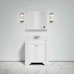 Eaton Carrara Marble Floorstanding Vanity Unit (Matte White) 800mm