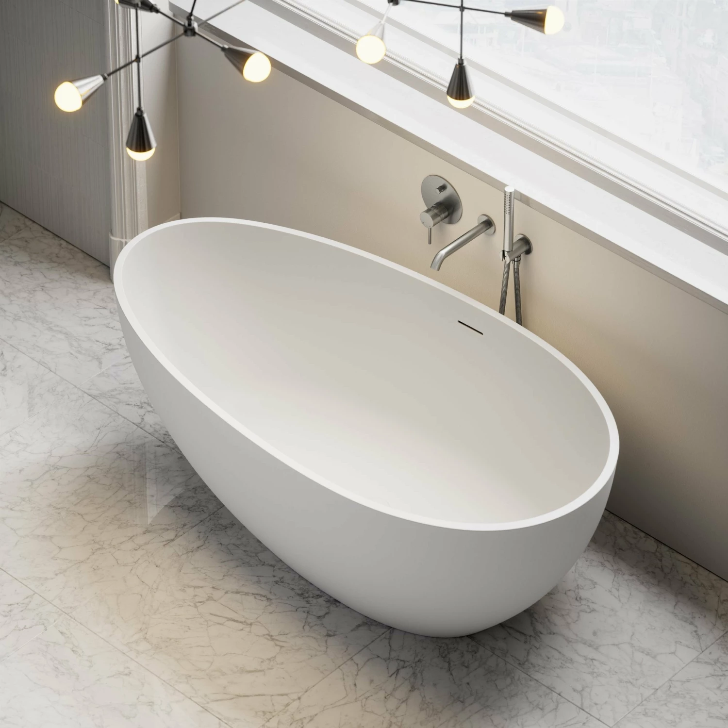 Egg Shell Freestanding Mini Stone Bath 1500mm 4 Egg Shell Freestanding Mini Stone Bath 1500mm - Image 2
