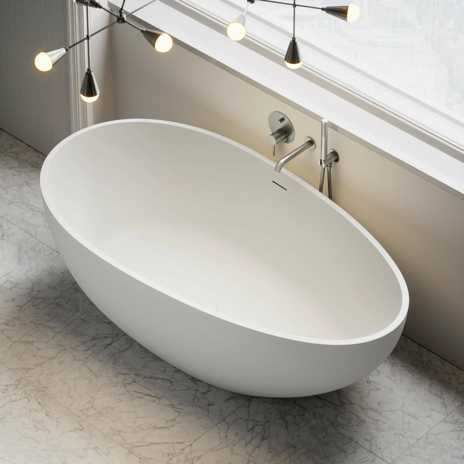 Egg Shell Freestanding Stone Bath 1700mm 4 Egg Shell Freestanding Stone Bath 1700mm - Image 2